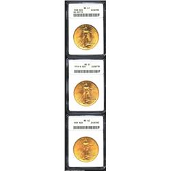 1908 $20 No Motto MS61 ANACS, this is a bright, green-gold example with considerable sharpness of st