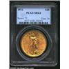 Image 1 : 1911 $20 MS63 PCGS. Honey-gold surfaces with nice satiny luster and scattered abrasions. Important n