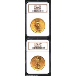 1915-S $20 MS62 NGC, the not overly abraded surfaces exhibit rich olive-gold and reddish-gold colors