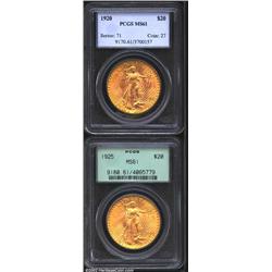 1920 $20 MS61 PCGS, both sides exhibit pleasing reddish-gold color with plenty of cartwheel luster i