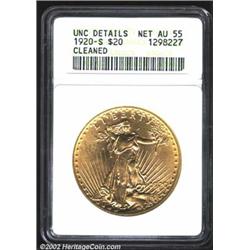 1920-S $20--Cleaned--ANACS. Unc Details, Net AU55. Even though the 1920-S has a substantial mintage.