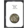 1937-D 50C Oregon MS68 NGC. The obverse has competitive swirls of copper-gold, lime-green, and stone