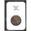 1937-D 50C Oregon MS68 NGC. The obverse has magnificent deep ruby-red, gold, apple-green, and lilac.