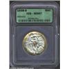1938-S 50C Oregon MS67 ICG. The obverse is tab toned, with sea-green color at the borders and gentle