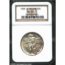 1939-S 50C Oregon MS67 NGC. Gently toned with shades of lavender, russet, and copper-gold color. Wel