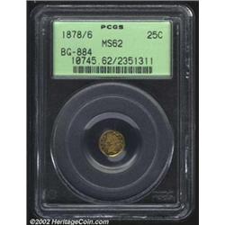 1878/6 25C Indian Round 25 Cents, BG-884, R.7, MS62 PCGS. Rotated 45 degrees clockwise from coin tur