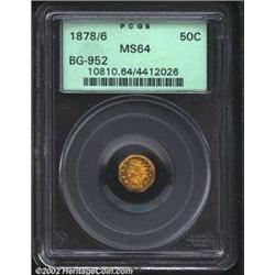 1878/6 50C Indian Octagonal 50 Cents, BG-952, R.6, MS64 PCGS. A well struck Fractional that has a La
