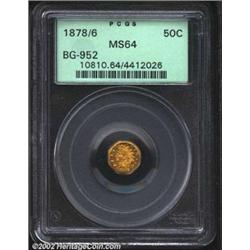 1878/6 50C Indian Octagonal 50 Cents, BG-952, R.6, MS64 PCGS. A well struck Fractional that has a La