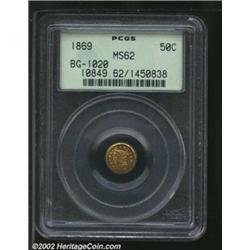 1869 50C Liberty Round 50 Cents, BG-1020, R.5, MS62 PCGS. tremendous flash arises from the fully pro