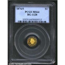 1876/5 $1 Indian Octagonal 1 Dollar, BG-1128, R.5, MS64 PCGS. High on the list of finest known examp