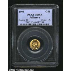 1903 G$1 Louisiana Purchase/Jefferson MS63 PCGS. A flashy example of this early Gold Commemorative i