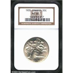 1935 50C Connecticut MS66 NGC. A brilliant, lustrous, and beautifully preserved Gem. The Charter Oak