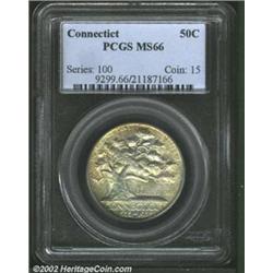 1935 50C Connecticut MS66 PCGS. Sharply struck with full luster and an overlay of soft golden-gray p