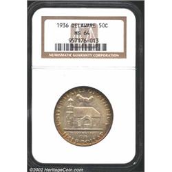 1936 50C Delaware MS64 NGC. Lovely peripheral champagne-gold patina. A sharply struck and lustrous n