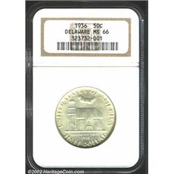 1936 50C Delaware MS66 NGC. A lustrous Gem that has pleasing milky tan patina and a good strike. Vir