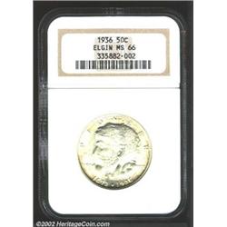 1936 50C Elgin MS66 NGC. The margins have speckled golden-brown patina. A flashy Gem with extremely.