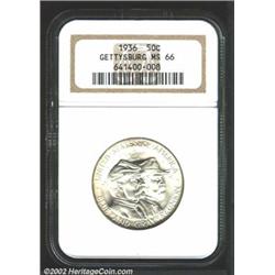 1936 50C Gettysburg MS66 NGC. A sharply struck and lustrous Gem that has light lemon-gray patina and