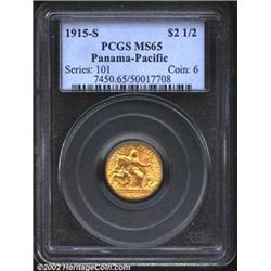 1915-S $2 1/2 Panama-Pacific Quarter Eagle MS65 PCGS. A simply lovely representative of this desirab