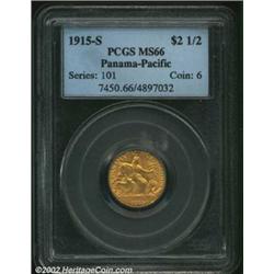 1915-S $2 1/2 Panama-Pacific Quarter Eagle MS66 PCGS. The obverse exhibits the typically encountered