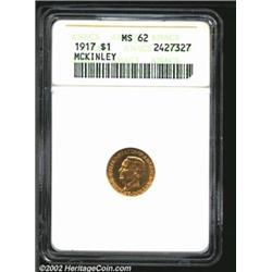 1917 G$1 McKinley MS62 ANACS. Sharply struck and mildly prooflike with impressive surfaces. Only 5,0