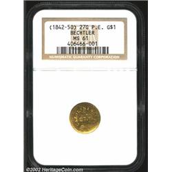 (1842-52) G$1 A.Bechtler Dollar, 27G. 21C. MS61 NGC. K-24, R.3. Even though many thousands of Bechtl