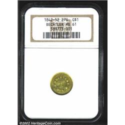 (1842-52) G$1 A.Bechtler Dollar, 27G. 21C. MS61 NGC. K-24, R.3. This is a bright and highly lustrous