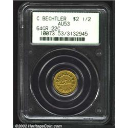 (1837-42) $2 1/2 C. Bechtler Quarter Eagle, 64G. 22C. AU53 PCGS. K-11, R.6. Among the most widely re