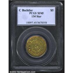 (1837-42) $5 C.Bechtler Five Dollar, 134G, With Star XF45 PCGS. K-20, R.4. Formerly offered as lot 6