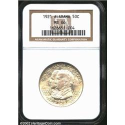 1921 50C Alabama MS66 NGC. The peripheries have suggestions of lemon-gold color, while the centers a