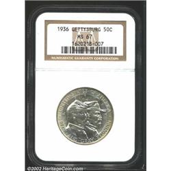 1936 50C Gettysburg MS67 NGC. An incredible example of this seventy-fifth anniversary Commem of the.