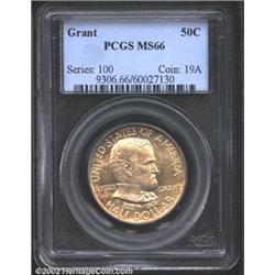 1922 50C Grant MS66 PCGS. Light golden toning, highlighted by splashes of iridescent brown, covers b