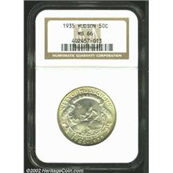 1935 50C Hudson MS66 NGC. Whispers of lemon-gold patina visit both sides of this otherwise untoned C