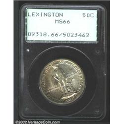 1925 50C Lexington MS66 PCGS. Mottled brown and olive shades overlay both sides, a little more fully