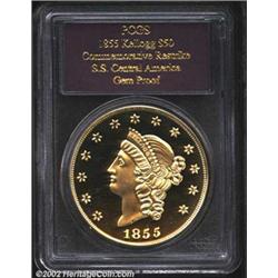 1855 $50 Restrike Kellogg & Co. Fifty Dollar PR65 PCGS. A brilliant, deeply mirrored cameo proof. St