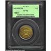 1850 $5 Mormon Five Dollar XF45 PCGS. K-5, High R.5. The 1850 Mormon Half Eagle differs primarily fr