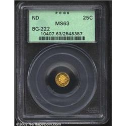 Undated 25C Liberty Round 25 Cents, BG-222, R.4, MS63 PCGS. Well engraved medium Liberty head, with.