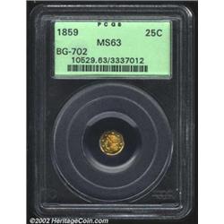 1859 25C Liberty Octagonal 25 Cents, BG-702, R.4, MS63 PCGS. Large crude head, no stars beneath bust