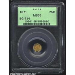 1871 25C Liberty Octagonal 25 Cents, BG-714, R.5, MS65 PCGS. Large Liberty head with 9 stars, unders
