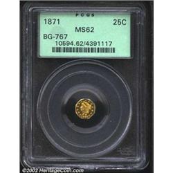 1871 25C Liberty Octagonal 25 Cents, BG-767, R.4, MS62 PCGS. A sharply struck example that has a few