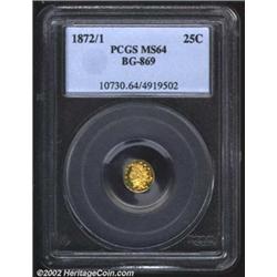 1872/1 25C Indian Round 25 Cents, BG-869, R.5, MS64 PCGS. Large Indian head with large stars and lar