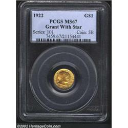 1922 G$1 Grant with Star MS67 PCGS. Both sides have a deep blush of bright lemon-gold color. A beaut