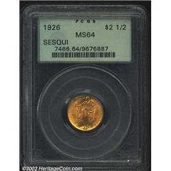 1926 $2 1/2 Sesquicentennial MS64 PCGS. A well struck and lustrous near-Gem with rich orange-gold co