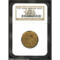 1925 Medal Norse American Gold Medal PR63 Matte NGC. The Norse American medal was proposed by Congre