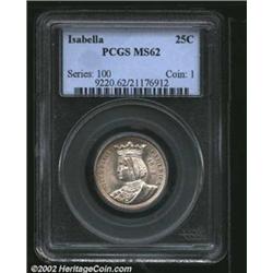 1893 25C Isabella Quarter MS62 PCGS. Light in color with only a few small field marks. A much nicer.