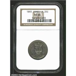 1893 25C Isabella Quarter MS65 NGC. Richly toned in shades of lilac and green-gray color, this lustr