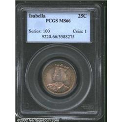 1893 25C Isabella Quarter MS66 PCGS. A gorgeously toned Gem that has shades of sea-green patina at t