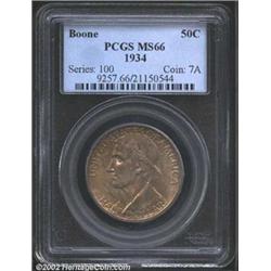 1934 50C Boone MS66 PCGS. The lavender, gold, and green-gray patina is clearly original. A well stru