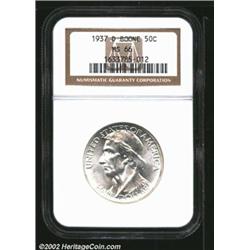 1937-D 50C Boone MS66 NGC. A brilliant and lustrous Gem that has nearly pristine surfaces. The obver