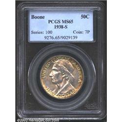1938-S 50C Boone MS65 PCGS. A well struck and lustrous Gem that has attractive green-gold color at t