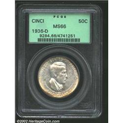 1936-D 50C Cincinnati MS66 PCGS. A lovely original Gem, with a solitary luster graze in the obverse.